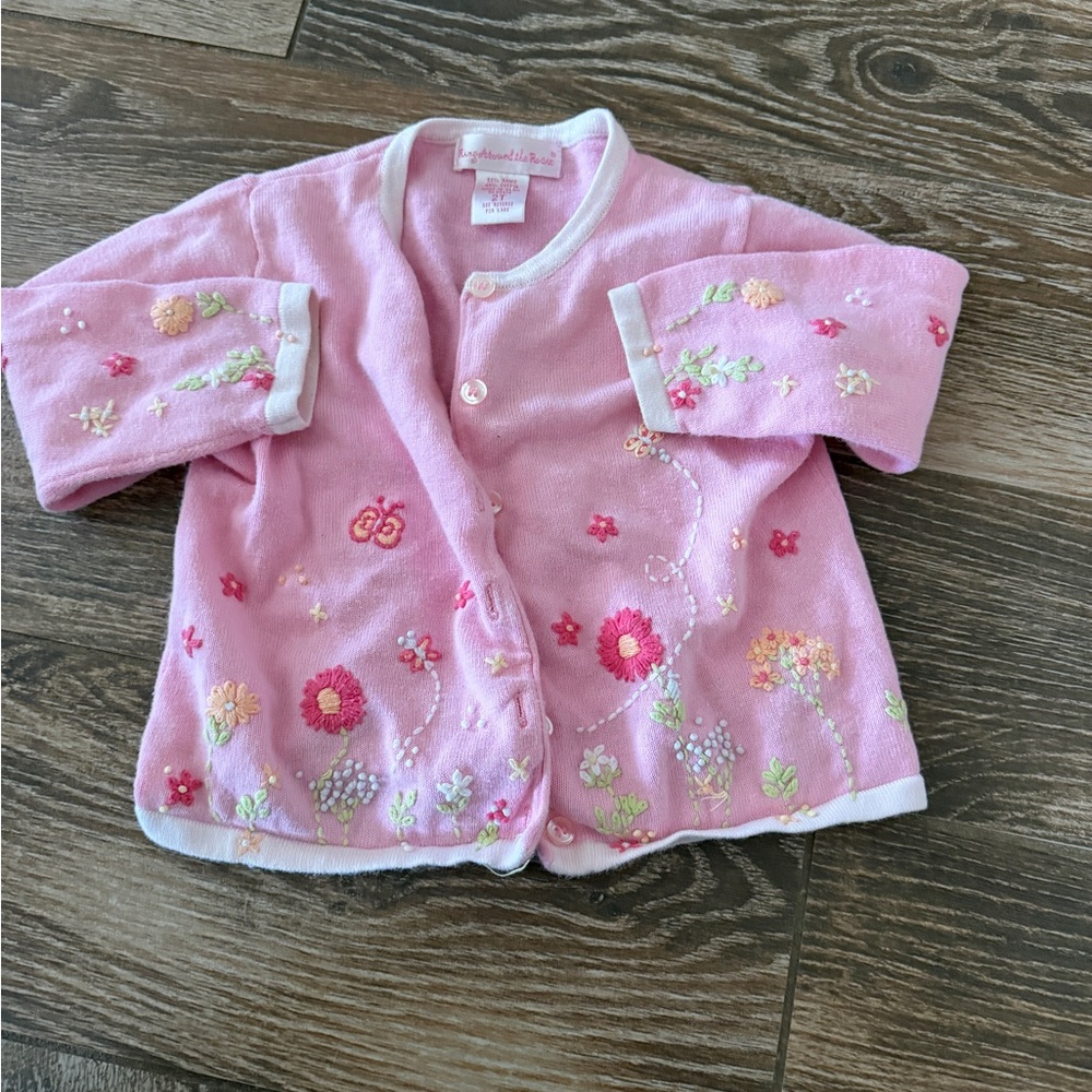 Vintage ring around the Rosie embroidered cardigan 2t